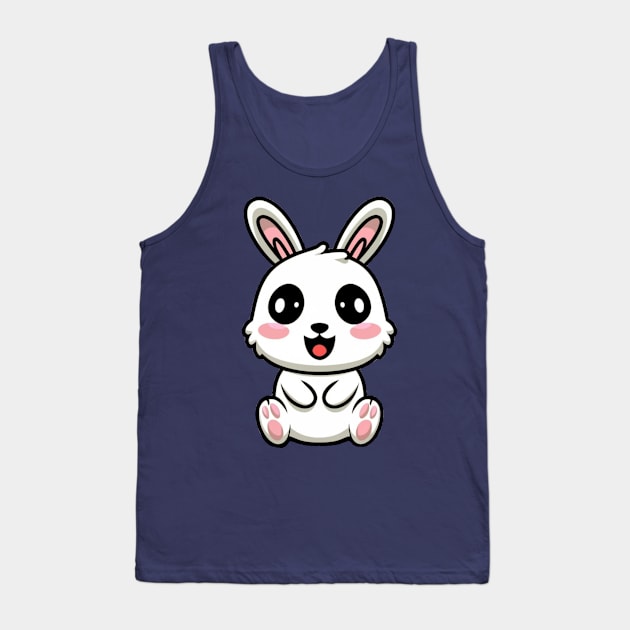 Kawaii White Bunny Tank Top by Illustradise